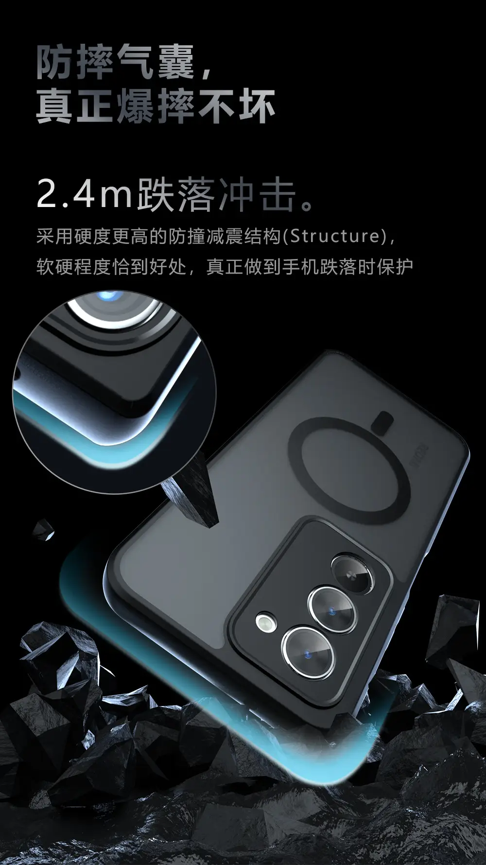 Magnetic Phone Case for Xiaomi Redmi 15 Grey Matte Anti Drop — feature 6