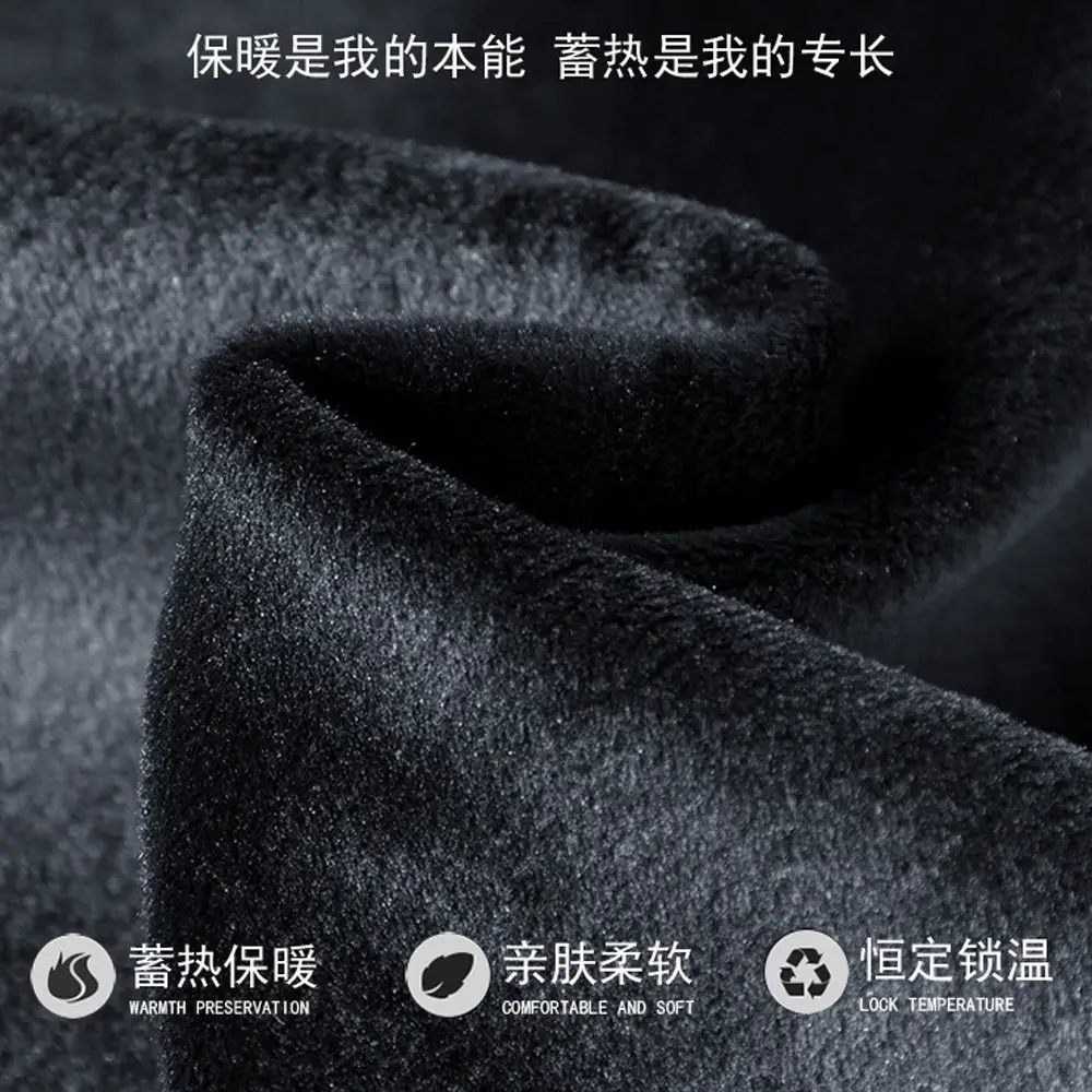 Men Black Fleece Casual Pants with Drawstring Waist - Image 33