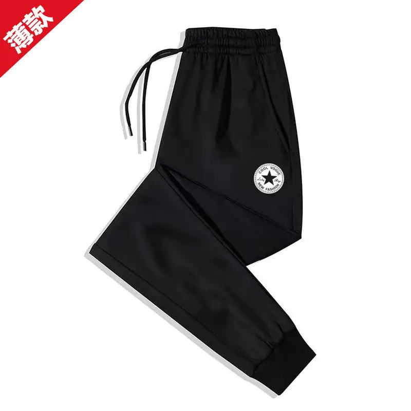 Men Black Fleece Casual Pants with Drawstring Waist - Image 11