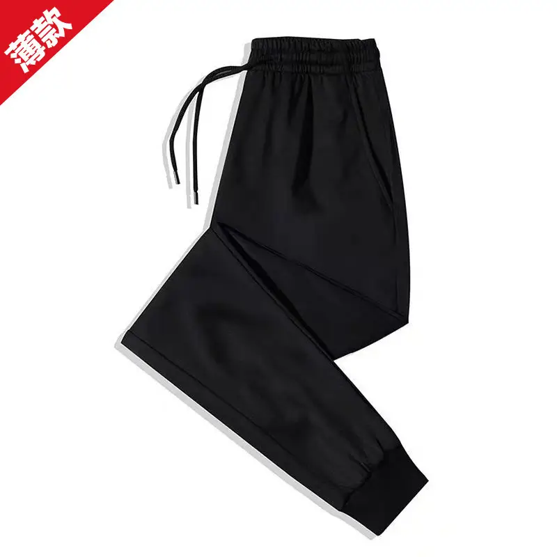 Men Black Fleece Casual Pants with Drawstring Waist - Image 14