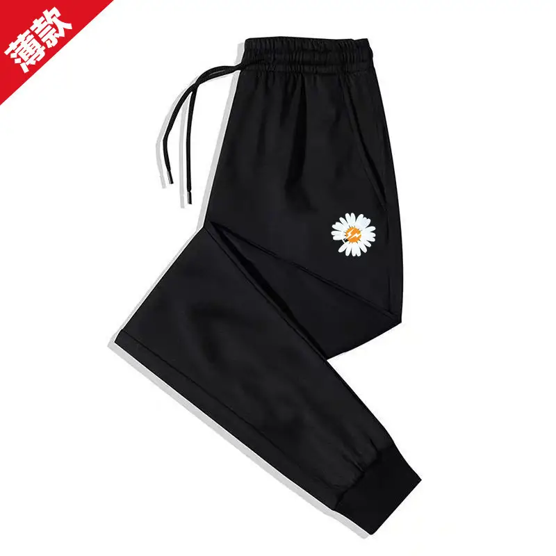 Men Black Fleece Casual Pants with Drawstring Waist - Image 3
