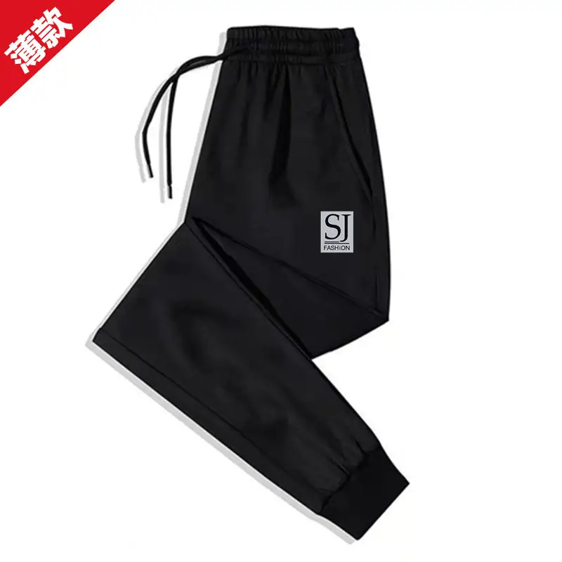 Men Black Fleece Casual Pants with Drawstring Waist - Image 7