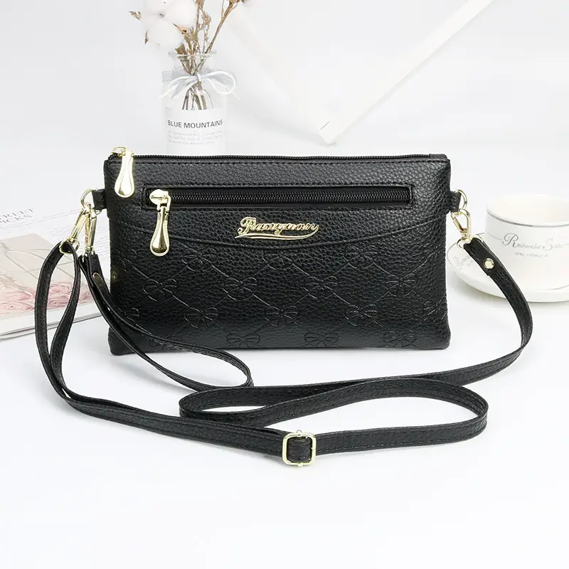 Black Embossed Crossbody Bag for Women - Image 2