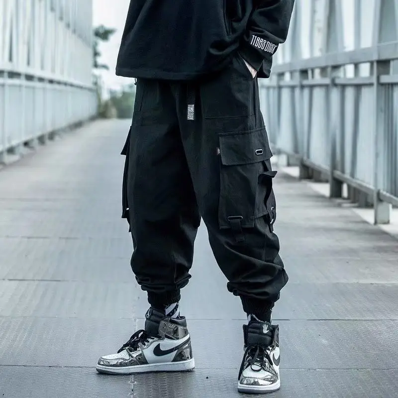 Men Black Hip Hop Cargo Pants Spring Summer - Image 7