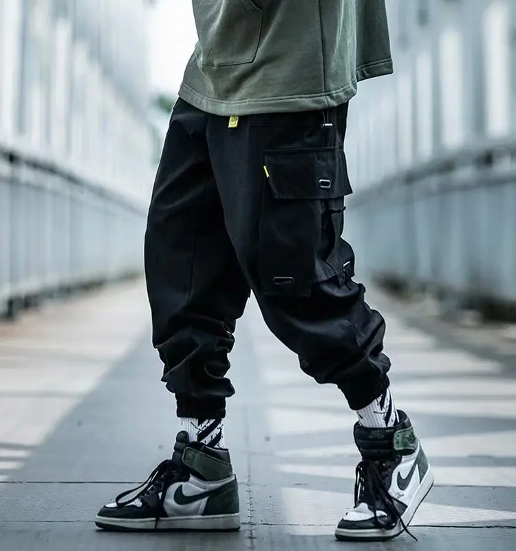 Men Black Hip Hop Cargo Pants Spring Summer - Image 10