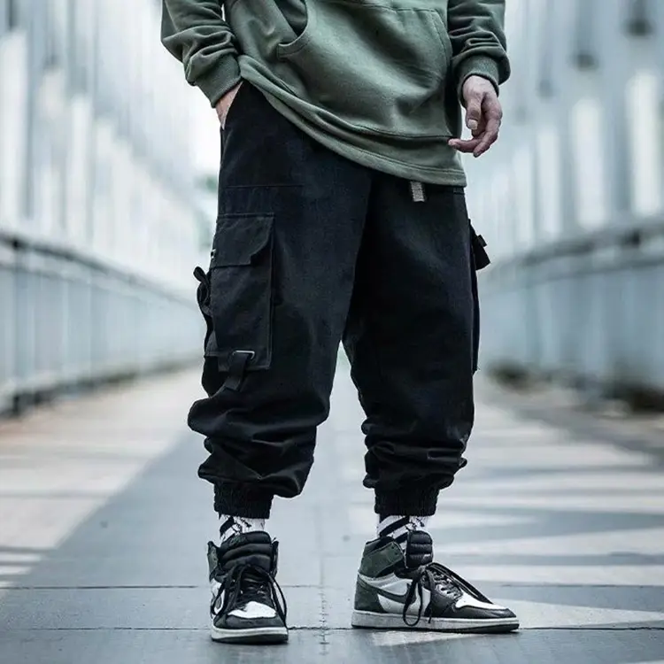 Men Black Hip Hop Cargo Pants Spring Summer - Image 11