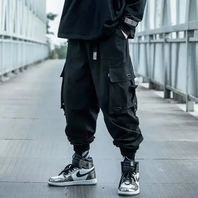Men Black Hip Hop Cargo Pants Spring Summer - Image 2