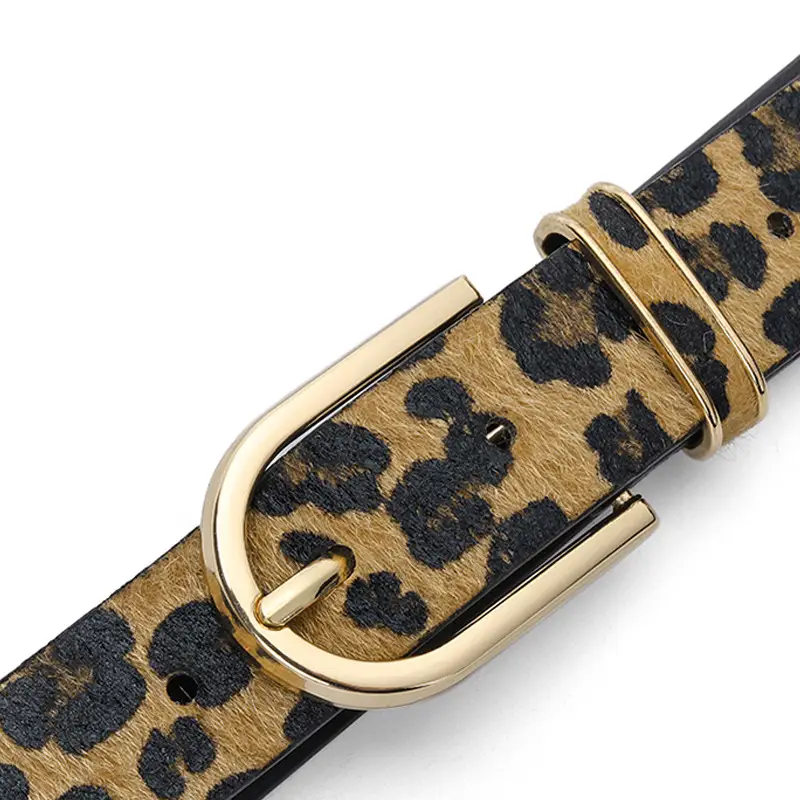 Women's Green Leopard Print Waist Belt with Metal Buckle