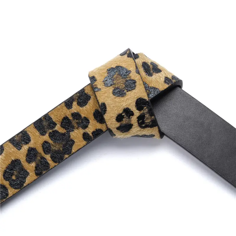 Women's Green Leopard Print Waist Belt with Metal Buckle