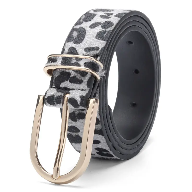 Women's Green Leopard Print Waist Belt with Metal Buckle