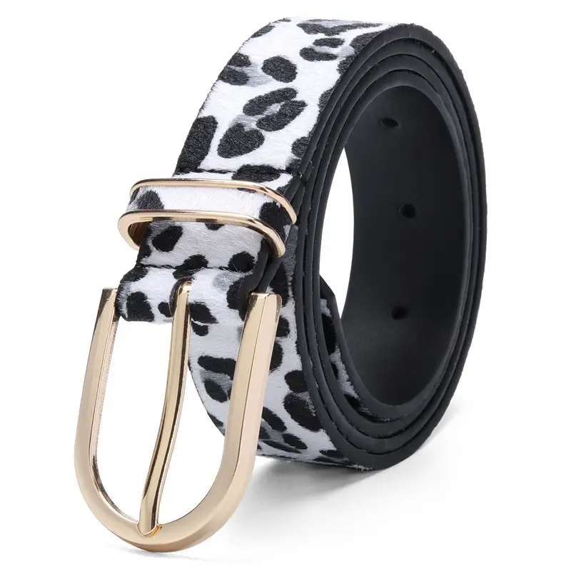 Women's Green Leopard Print Waist Belt with Metal Buckle