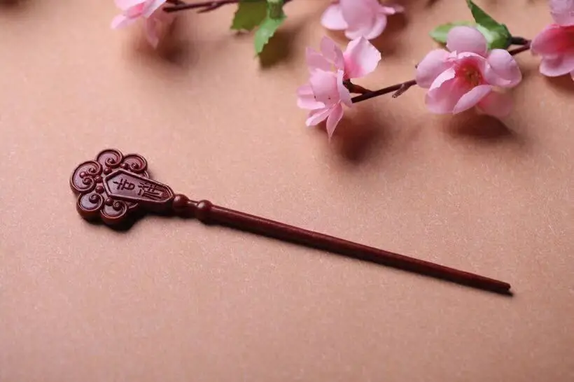 Antique Rhinoceros Horn Hairpin with Rosewood Cap - Image 17