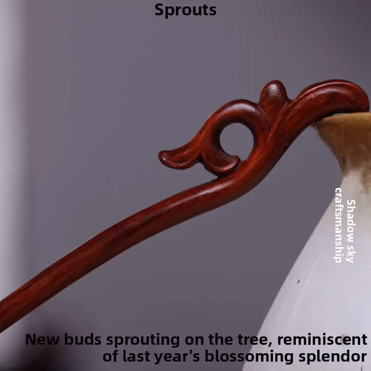 Antique Rhinoceros Horn Hairpin with Rosewood Cap - Image 7