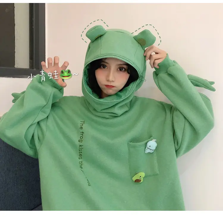 Frog Hooded Sweatshirt Set Women Winter Couple Wear — feature 4