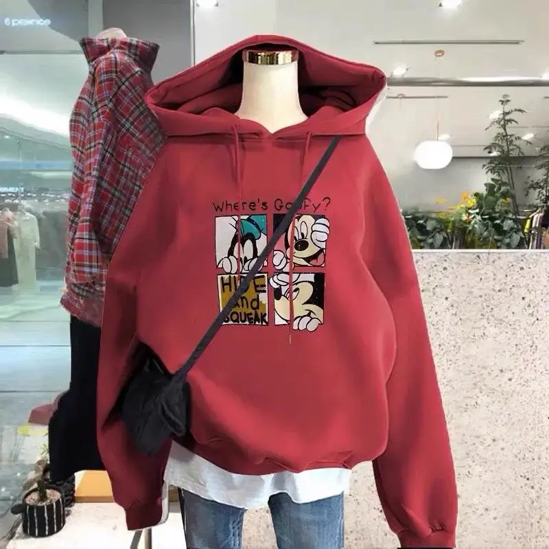 Blue Fleece Hooded Sweatshirt Large Size Cartoon Print - Image 10