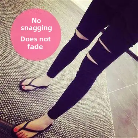 Plus Size Black Holes Leggings 100kg No Snagging - Image 4