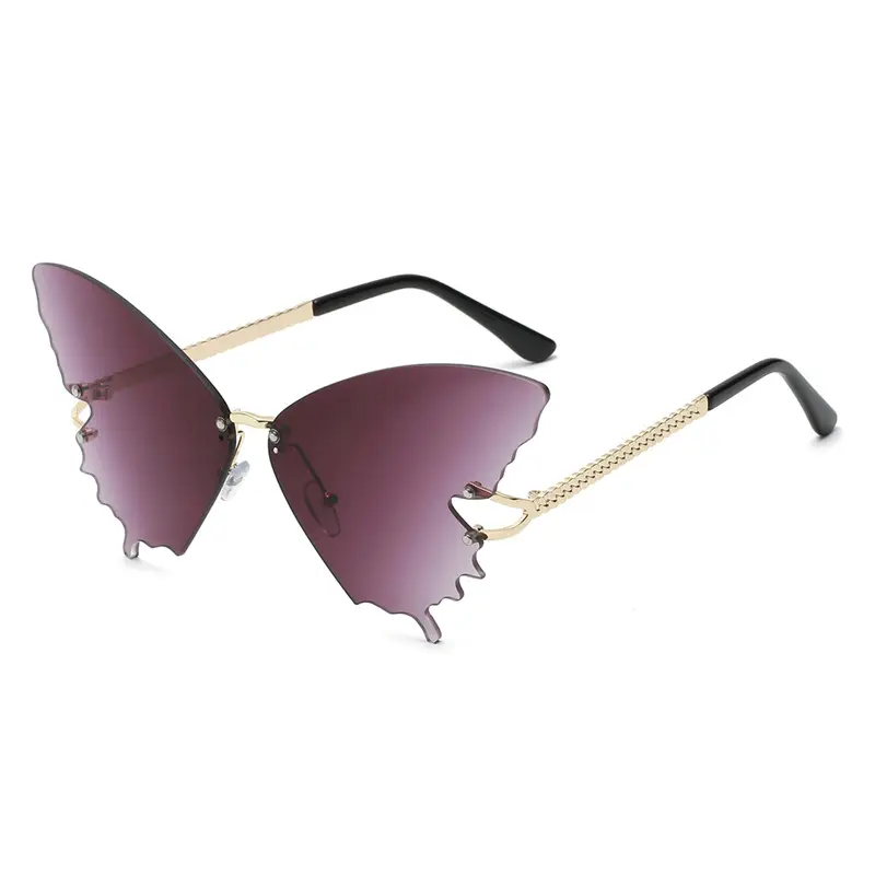 Women's Butterfly Sunglasses Pink Marine Film Export Frameless Photo Sunglasses - Image 3