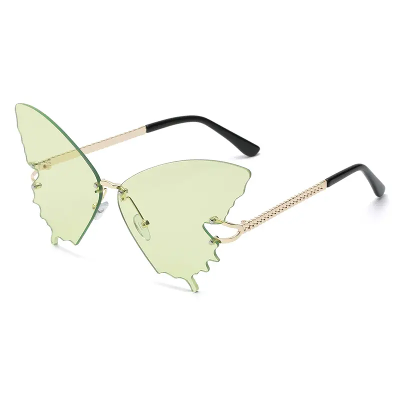 Women's Butterfly Sunglasses Pink Marine Film Export Frameless Photo Sunglasses - Image 5