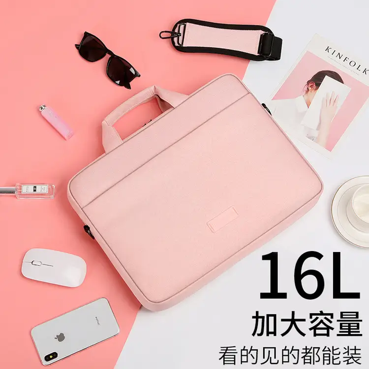 16inch Laptop Shoulder Bag Pink Black One Shoulder - Image 6