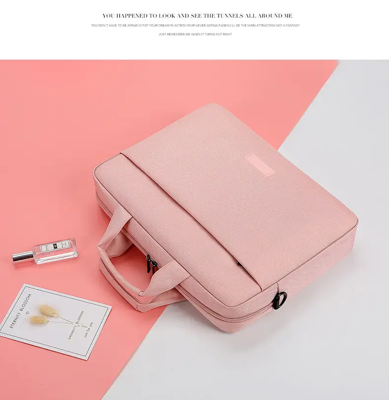 16inch Laptop Shoulder Bag Pink Black One Shoulder — feature 16