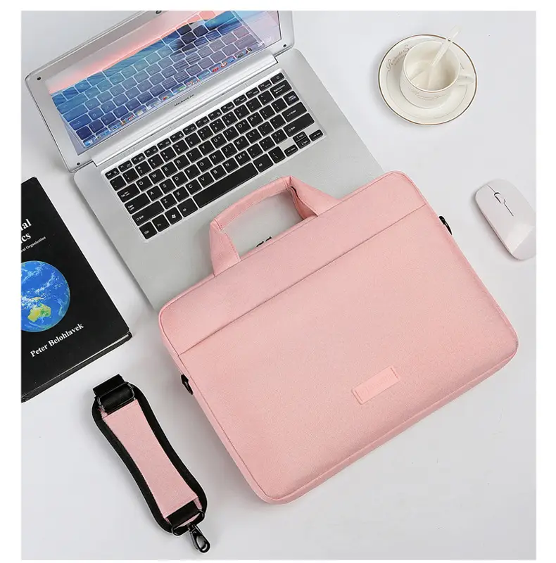 16inch Laptop Shoulder Bag Pink Black One Shoulder — feature 17