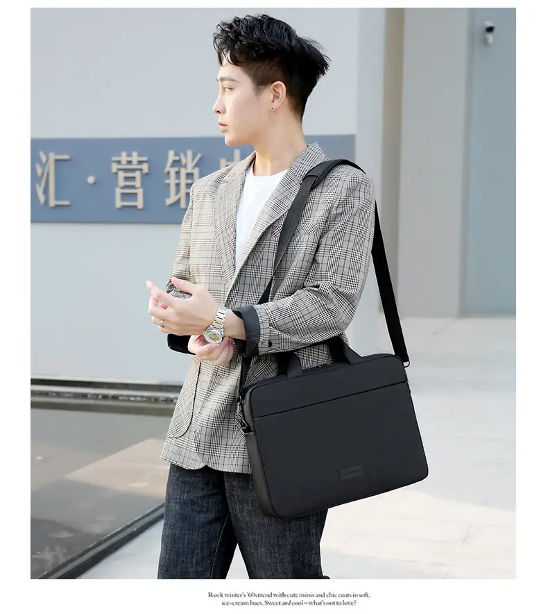 16inch Laptop Shoulder Bag Pink Black One Shoulder — feature 20