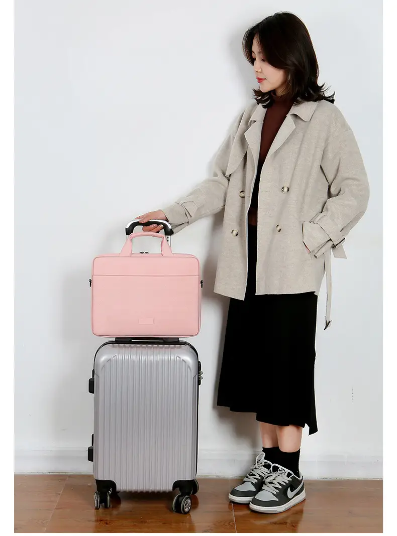 16inch Laptop Shoulder Bag Pink Black One Shoulder — feature 21