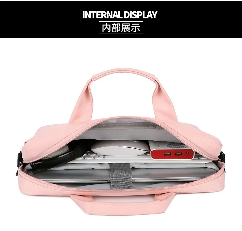 16inch Laptop Shoulder Bag Pink Black One Shoulder — feature 35