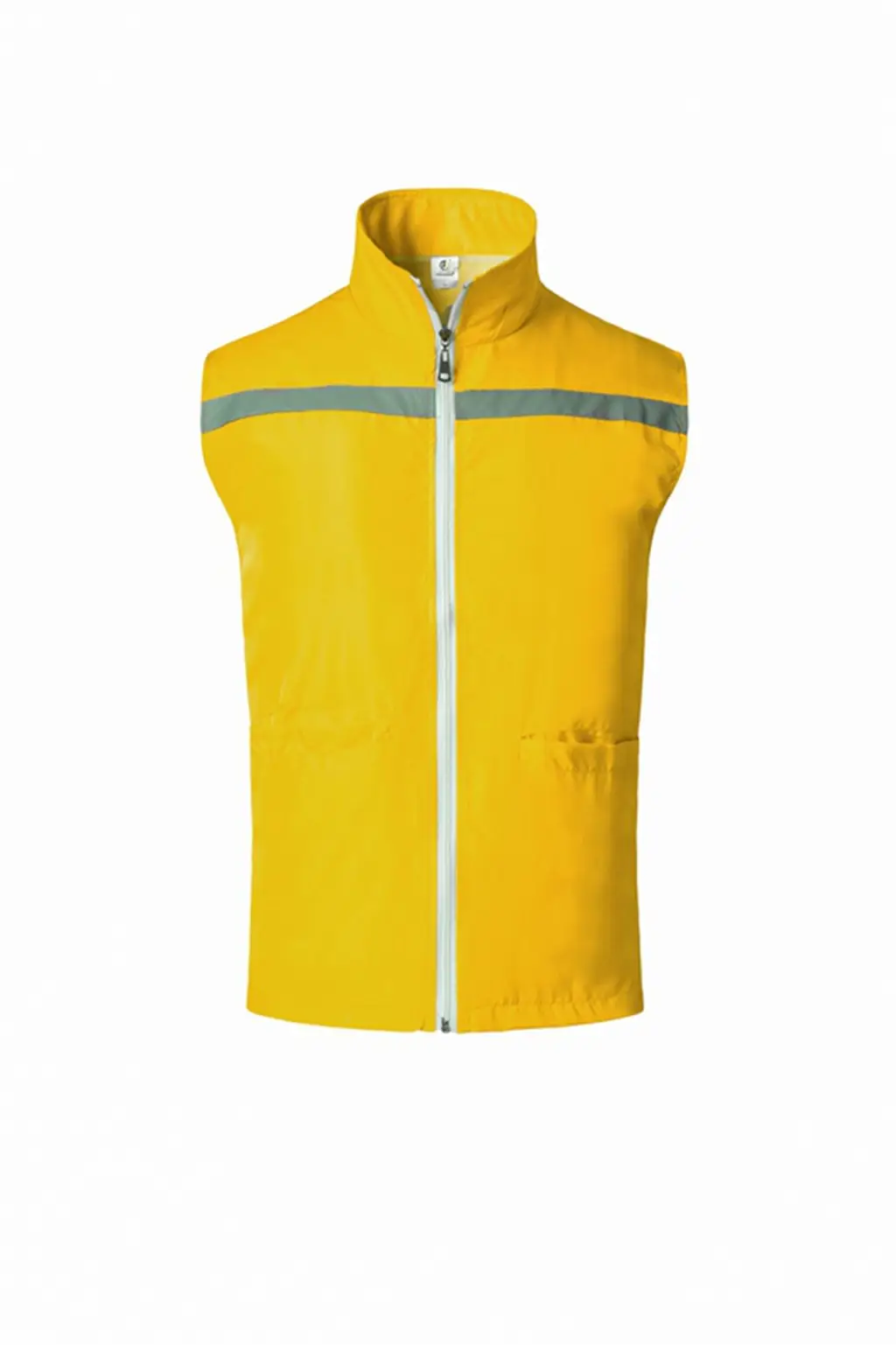 Yellow Printed Vest for Men with Zip Front - Image 9