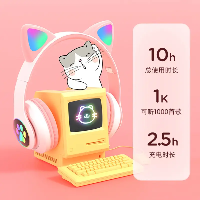 Cat Ears Wireless Bluetooth Headset with Light & Sound - Image 8