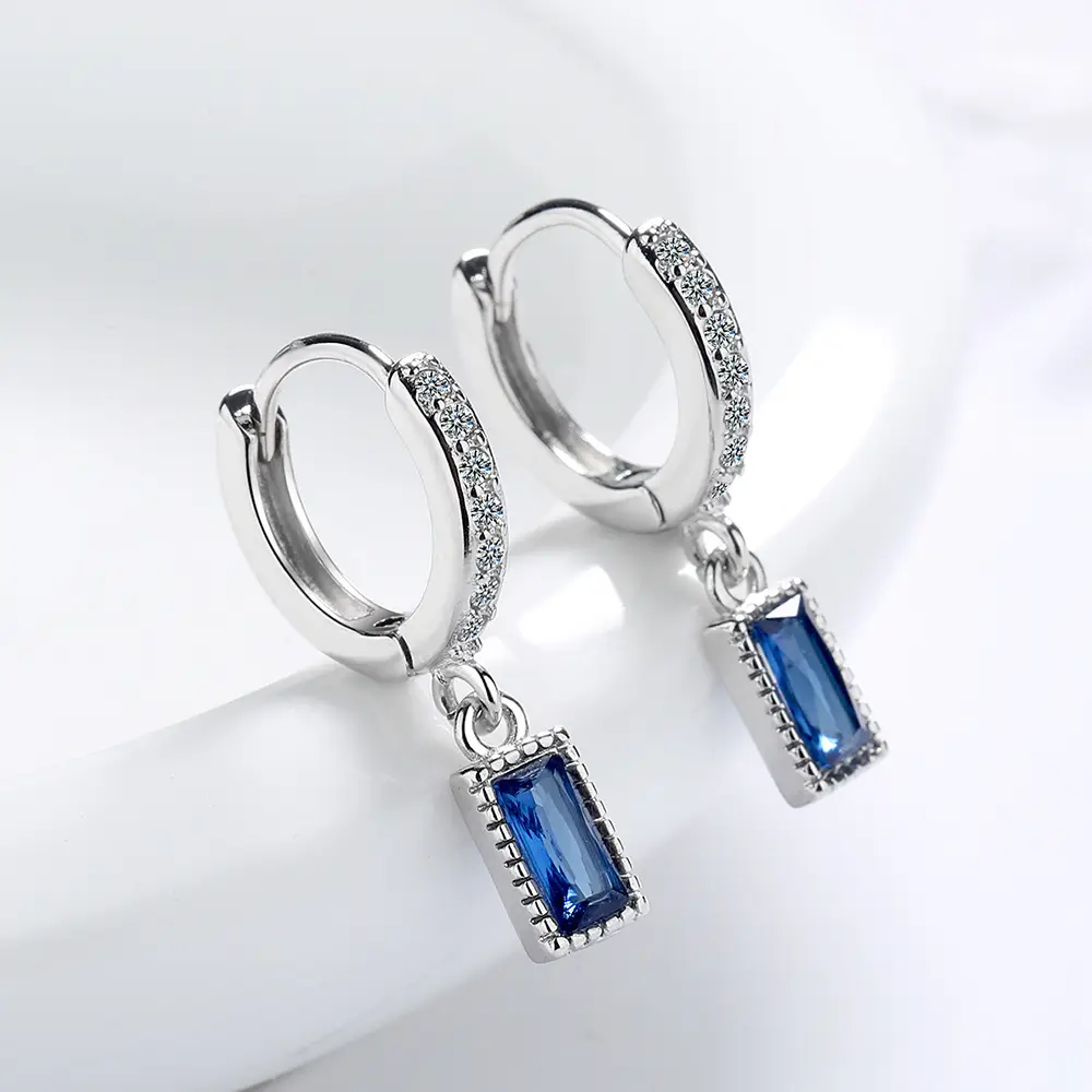 Women Korean Artistic Sweet Blue Zircon Earrings - Image 3
