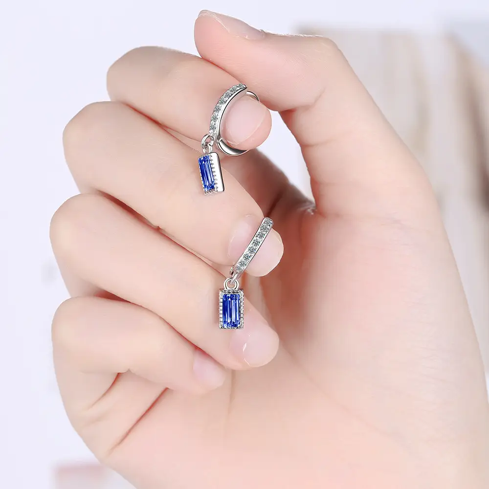 Women Korean Artistic Sweet Blue Zircon Earrings - Image 4