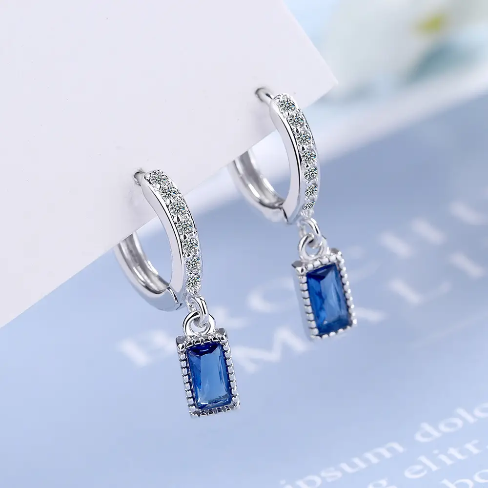 Women Korean Artistic Sweet Blue Zircon Earrings - Image 5