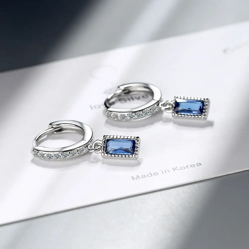 Women Korean Artistic Sweet Blue Zircon Earrings - Image 6