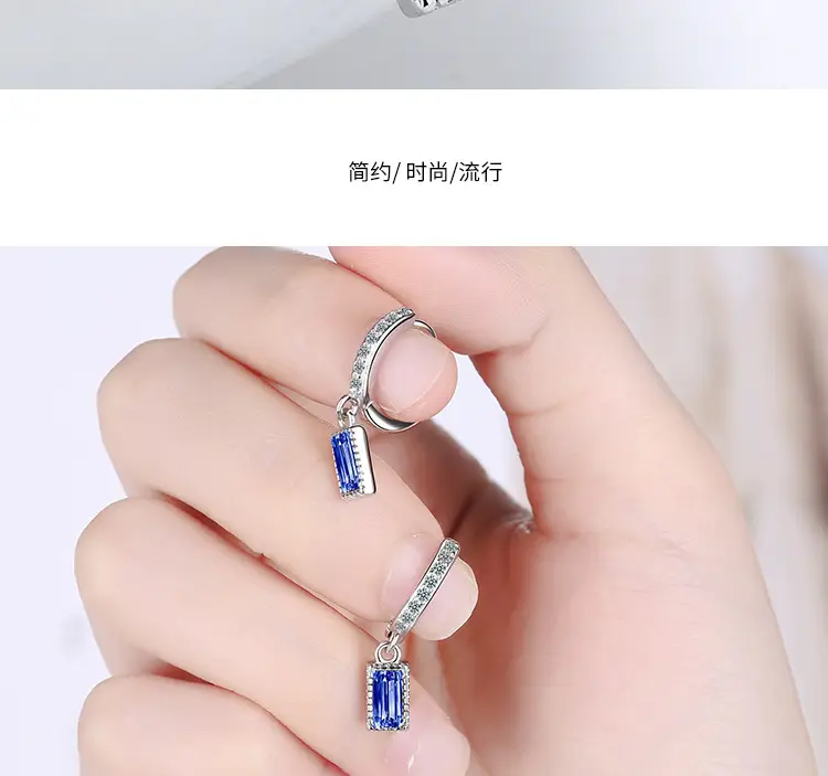 Women Korean Artistic Sweet Blue Zircon Earrings — feature 2