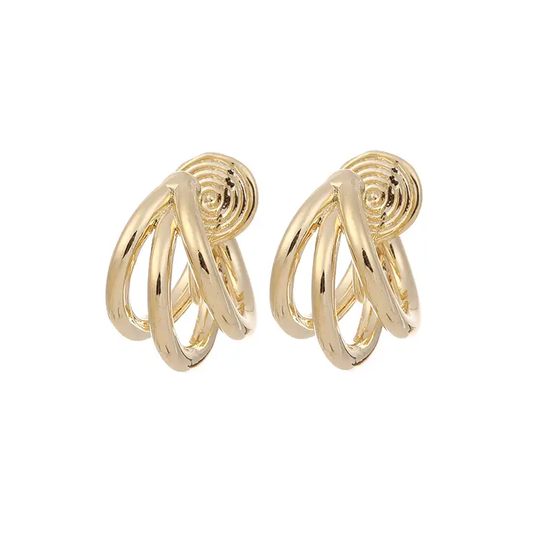 Gold Metallic Ear Clips for Women - 2 Pcs Simple European Design - Image 9