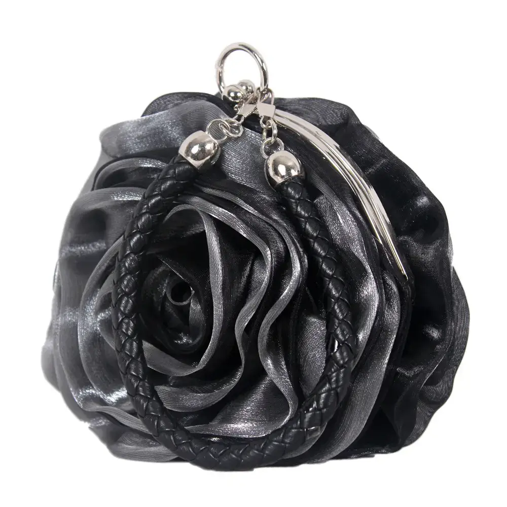 Three-Dimensional Satin Evening Bag Purple Gold Bridal Gift