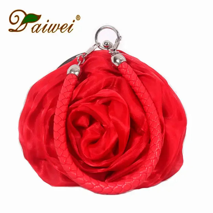 Three-Dimensional Satin Evening Bag Purple Gold Bridal Gift