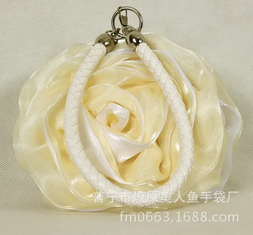 Three-Dimensional Satin Evening Bag Purple Gold Bridal Gift
