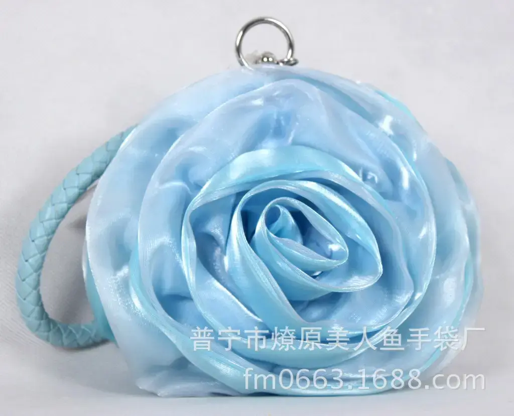 Three-Dimensional Satin Evening Bag Purple Gold Bridal Gift
