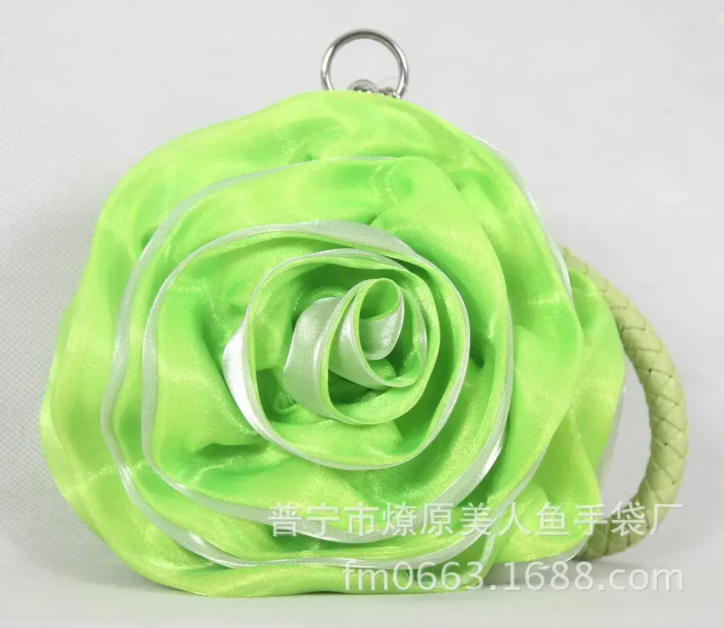 Three-Dimensional Satin Evening Bag Purple Gold Bridal Gift