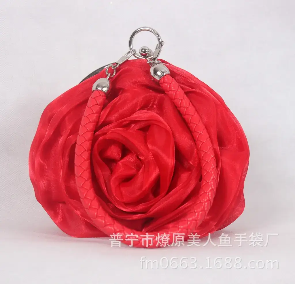 Three-Dimensional Satin Evening Bag Purple Gold Bridal Gift