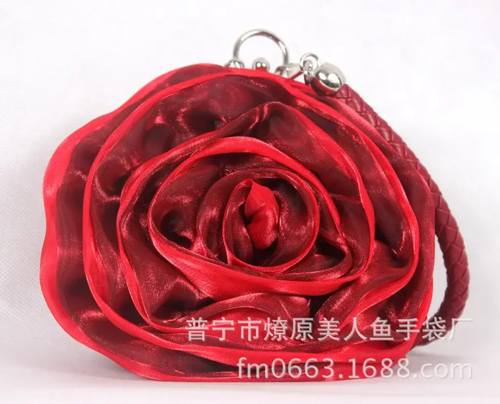 Three-Dimensional Satin Evening Bag Purple Gold Bridal Gift