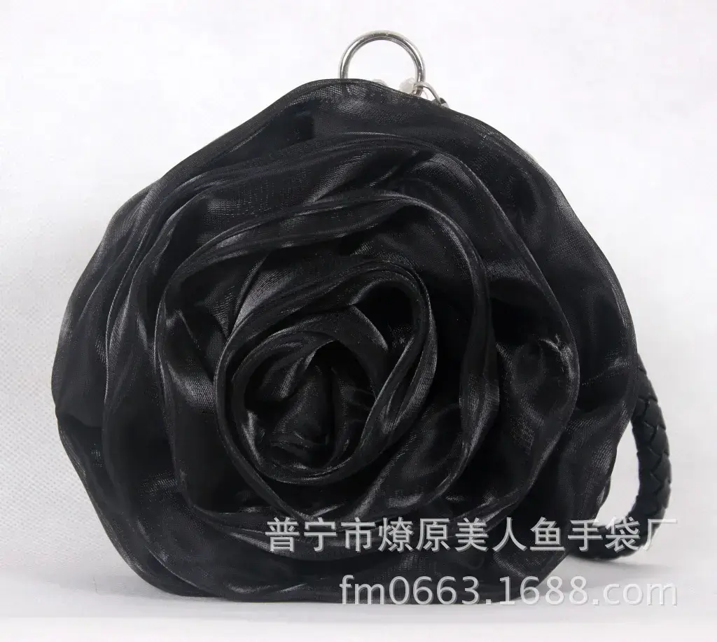 Three-Dimensional Satin Evening Bag Purple Gold Bridal Gift