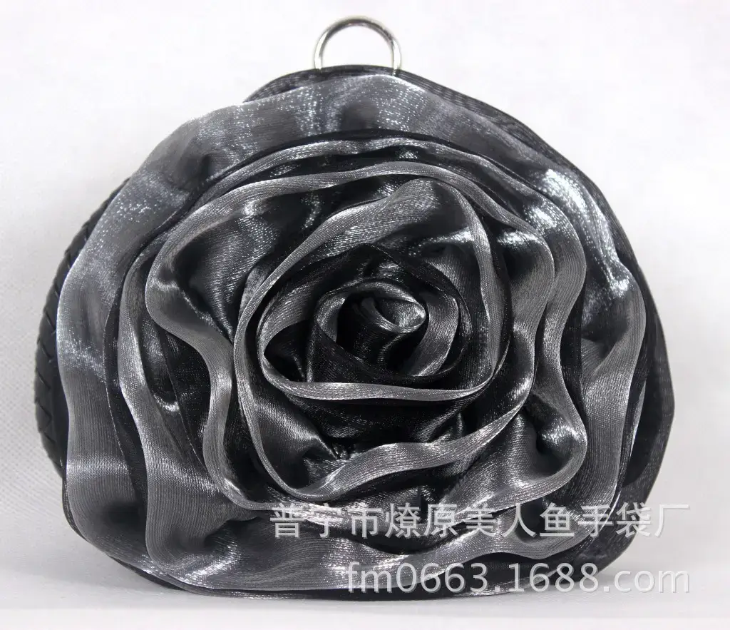 Three-Dimensional Satin Evening Bag Purple Gold Bridal Gift