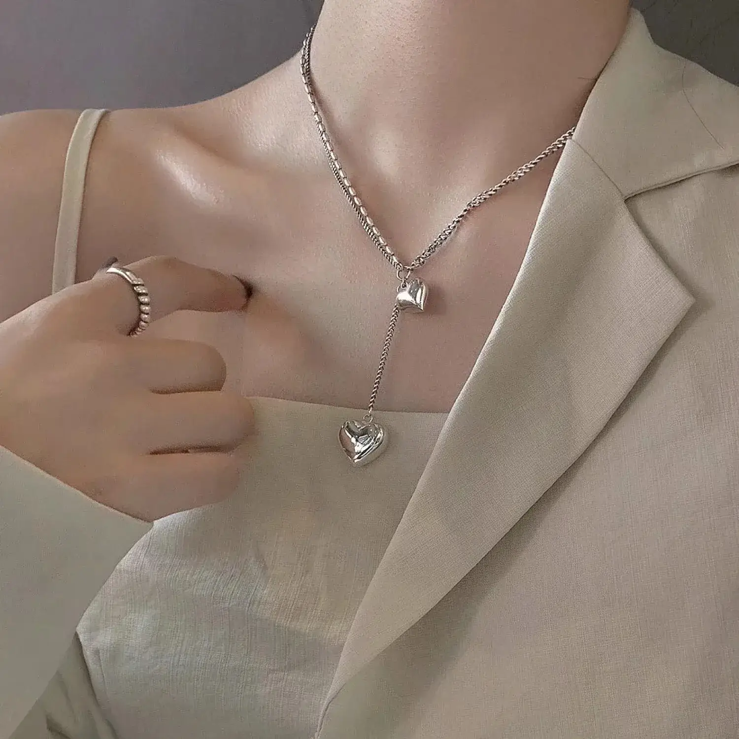 Titanium Heart Chain Necklace for Women - Image 2
