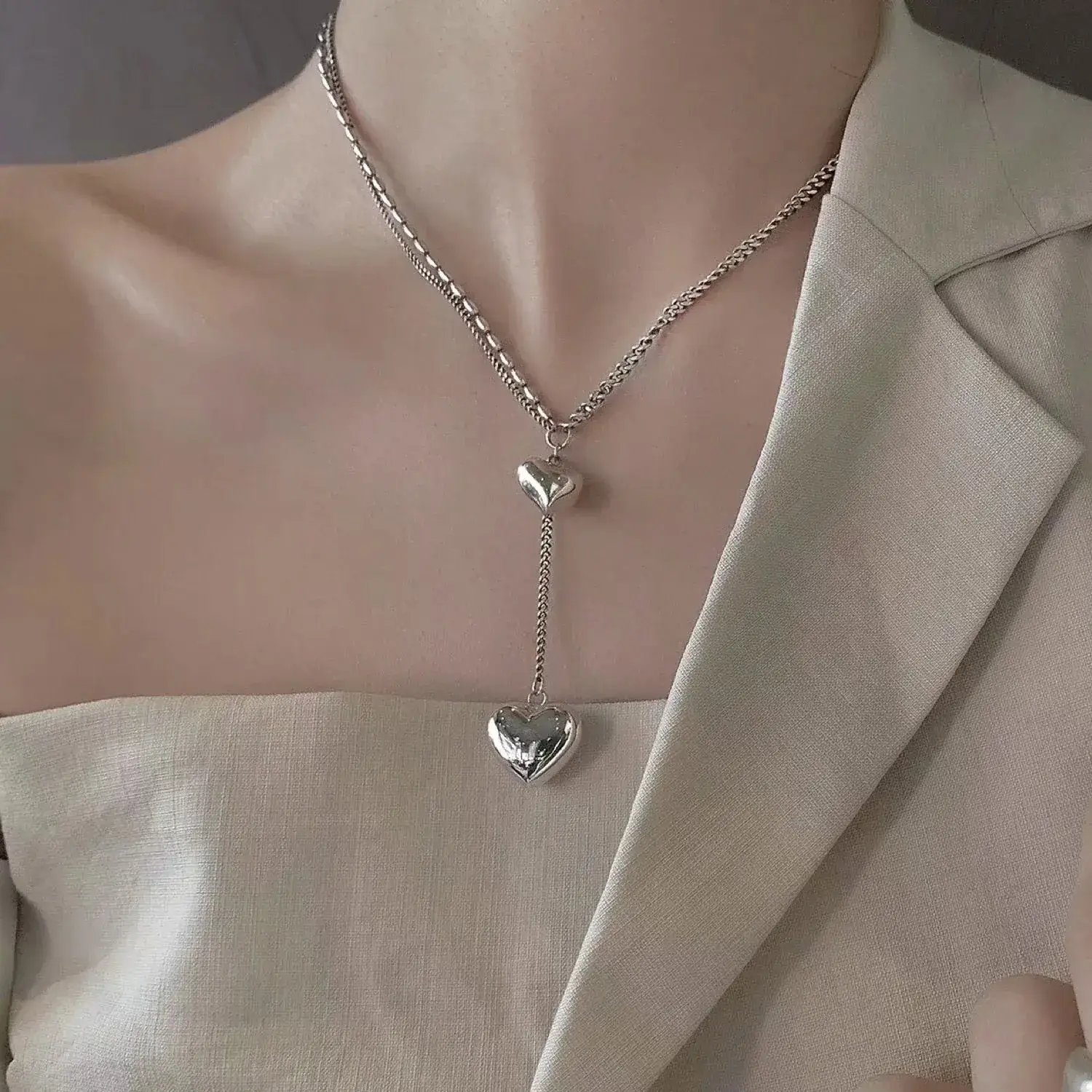 Titanium Heart Chain Necklace for Women - Image 3