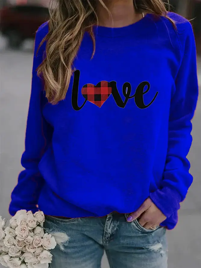 Women's White Heart Love Crewneck Sweatshirt - Image 10