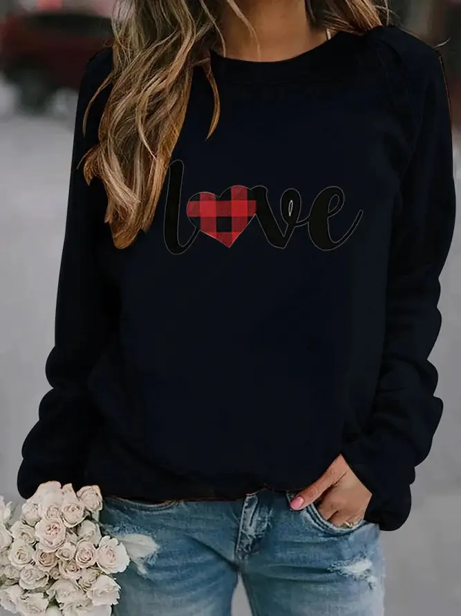 Women's White Heart Love Crewneck Sweatshirt - Image 12