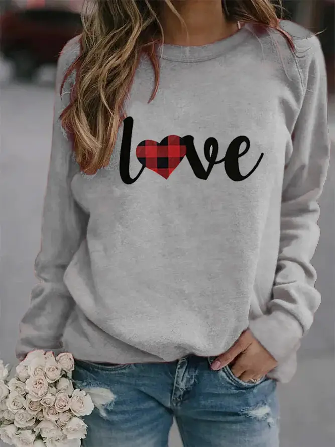 Women's White Heart Love Crewneck Sweatshirt - Image 3